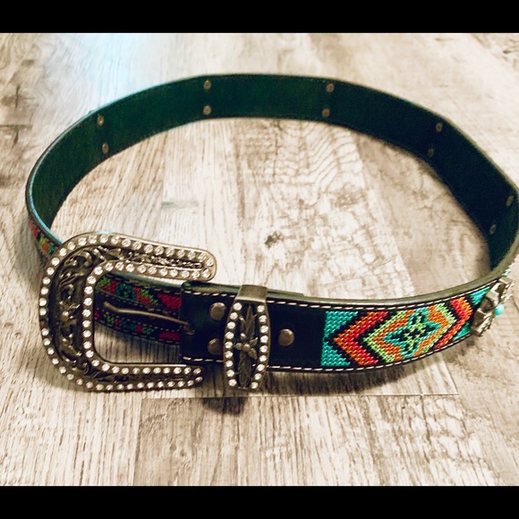 Blazin Roxx Accessories - NWT Blazin Roxx Aztec Rhinestones Turquoise Belt M